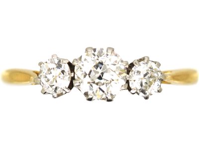 Edwardian 18ct Gold & Platinum, Three Stone Diamond Ring