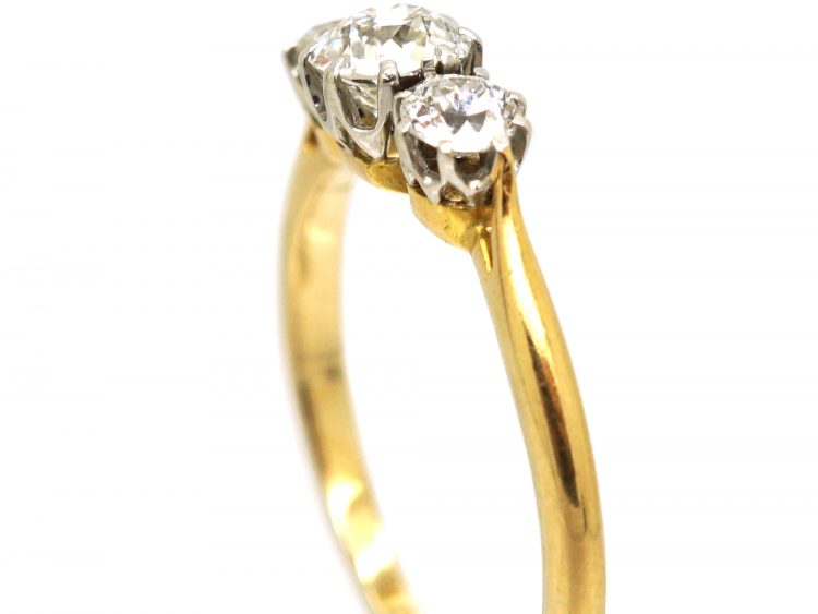Edwardian 18ct Gold & Platinum, Three Stone Diamond Ring