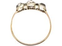 Georgian 9ct Gold, Three Stone Rose Diamond Ring with Rose Diamond Points