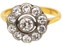 Edwardian 18ct Gold & Platinum, Diamond Cluster Ring