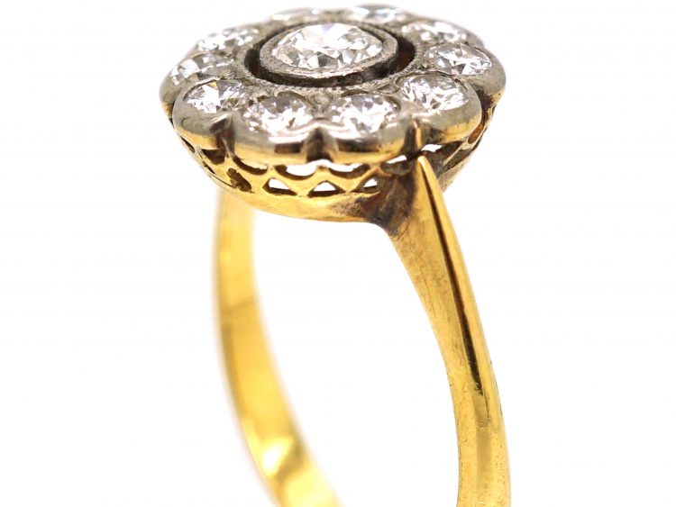 Edwardian 18ct Gold & Platinum, Diamond Cluster Ring