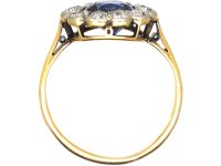 Edwardian 18ct Gold & Platinum, Sapphire & Diamond Oval Cluster Ring