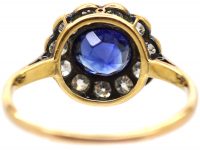 Edwardian 18ct Gold & Platinum, Sapphire & Diamond Oval Cluster Ring