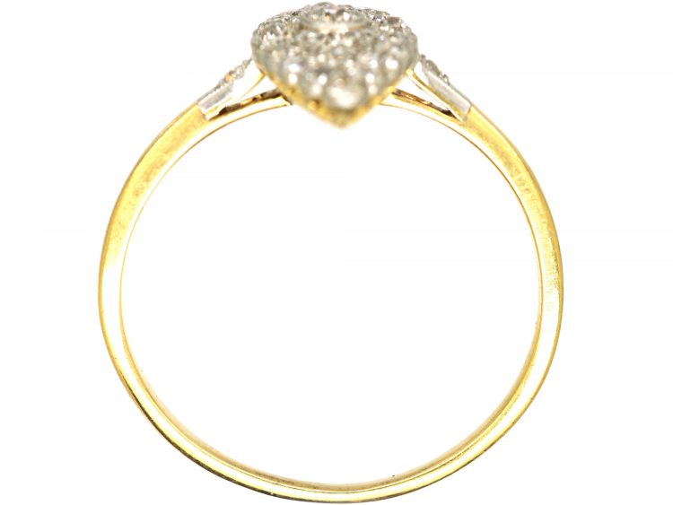 Edwardian 18ct Gold & Platinum Marquise Ring set with Diamonds