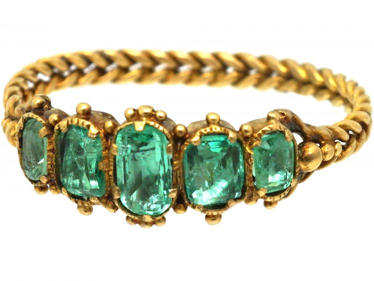 Regency 15ct Gold, Five Stone Emerald Ring
