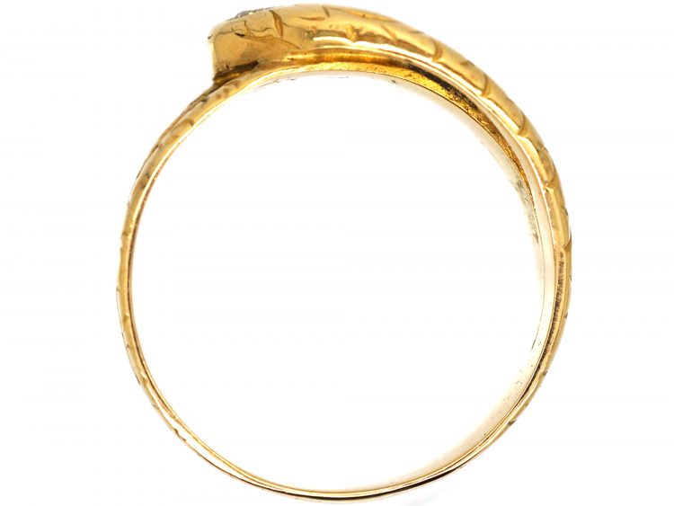 Victorian 18ct Gold Snake Ring with a Diamond set in to His Head