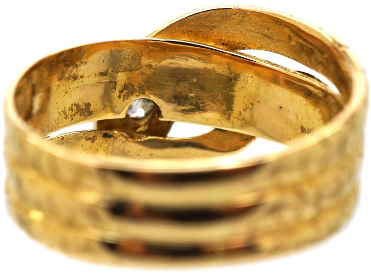 Victorian 18ct Gold Snake Ring with a Diamond set in to His Head