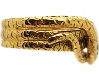 Victorian 18ct Gold Snake Ring with a Diamond set in to His Head