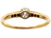 Early 20th Century 14ct Gold & Platinum, Diamond Solitaire Ring with Diamond Set Shoulders