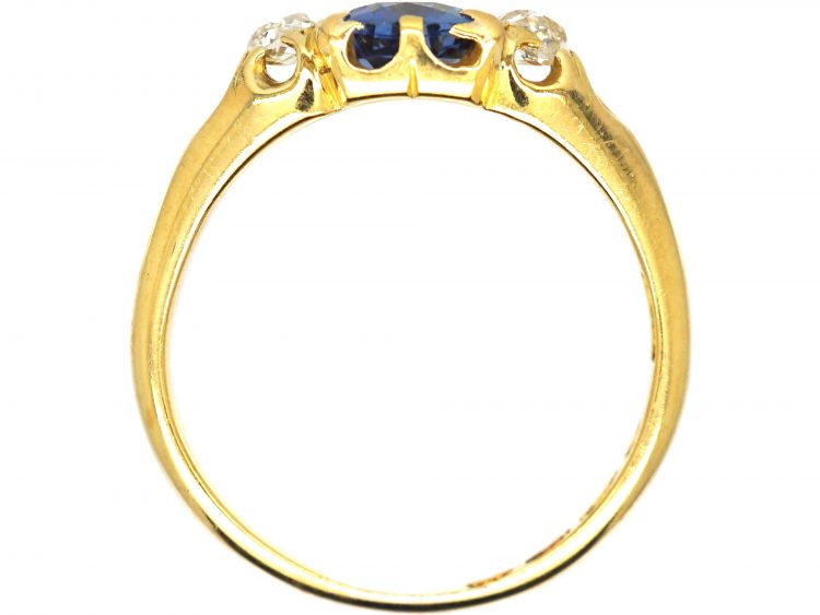 Victorian 18ct Gold, Sapphire & Diamond Three Stone Ring