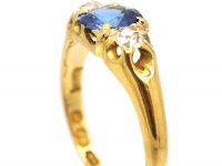 Victorian 18ct Gold, Sapphire & Diamond Three Stone Ring