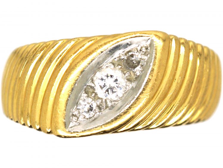 Retro 18ct Gold & Platinum, Diamond Ring by Mauboussin, Paris
