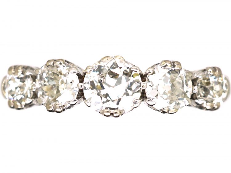 Edwardian Platinum, Five Stone Transition Cut Diamond Ring