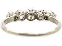 Edwardian Platinum, Five Stone Transition Cut Diamond Ring