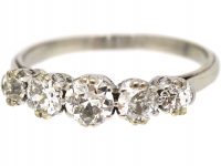 Edwardian Platinum, Five Stone Transition Cut Diamond Ring