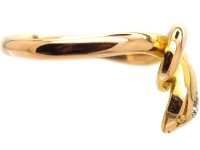 Edwardian 18ct Gold Snake Ring set with a Diamond in it's Head
