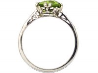 Edwardian 18ct White Gold & Platinum, Peridot Ring with Diamond Set Shoulders