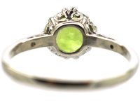 Edwardian 18ct White Gold & Platinum, Peridot Ring with Diamond Set Shoulders