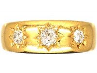 Edwardian 18ct Gold, Three Stone Diamond Gypsy Ring