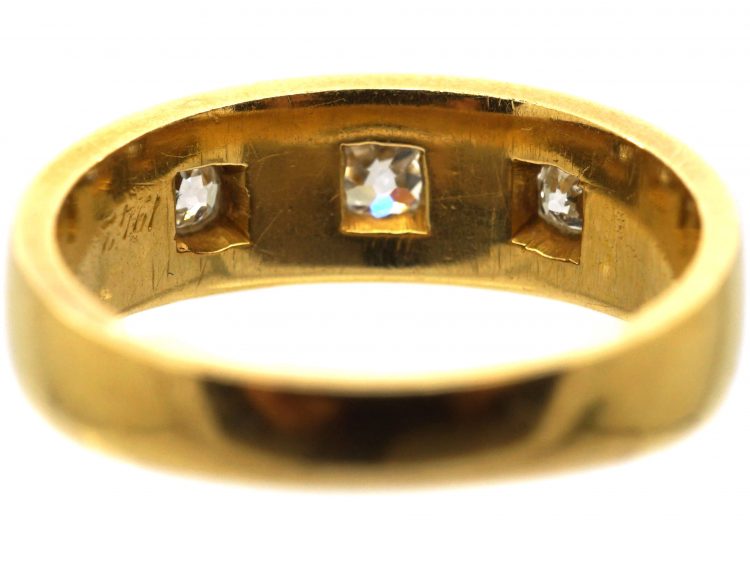 Edwardian 18ct Gold, Three Stone Diamond Gypsy Ring