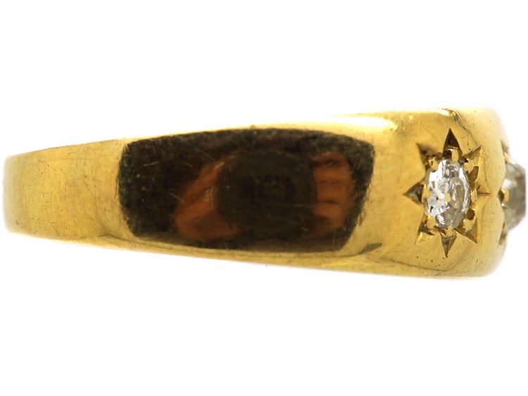 Edwardian 18ct Gold, Three Stone Diamond Gypsy Ring