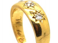 Edwardian 18ct Gold, Three Stone Diamond Gypsy Ring