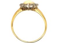 Edwardian 18ct Gold, Cabochon Opal & Diamond Ring