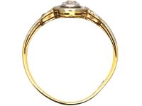 Early 20th Century 14ct Gold & Platinum, Two Stone Diamond Ring with Diamond Detail