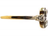 Early 20th Century 14ct Gold & Platinum, Two Stone Diamond Ring with Diamond Detail