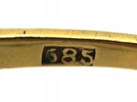 Early 20th Century 14ct Gold & Platinum, Two Stone Diamond Ring with Diamond Detail