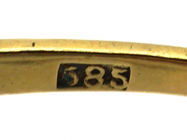 Early 20th Century 14ct Gold & Platinum, Two Stone Diamond Ring with Diamond Detail