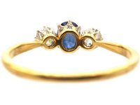 Edwardian 18ct Gold, Sapphire & Diamond Three Stone Ring