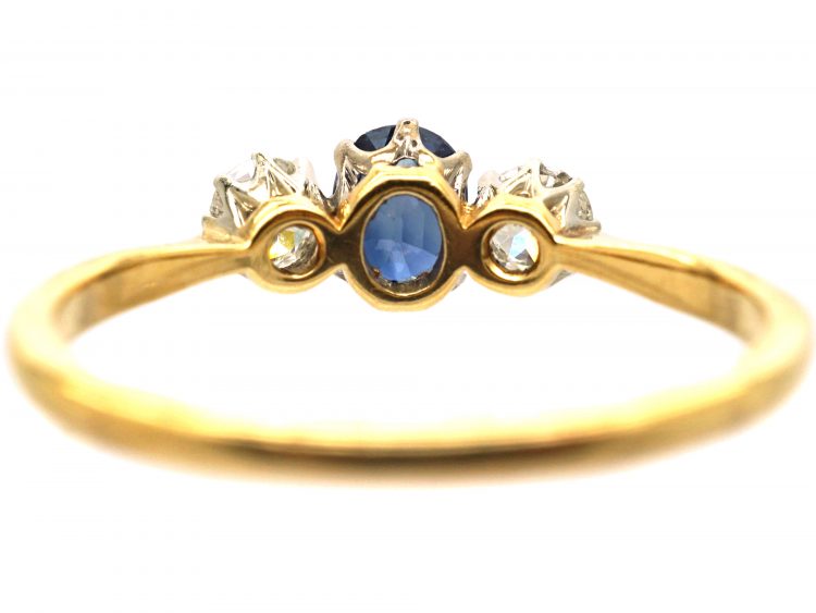 Edwardian 18ct Gold, Sapphire & Diamond Three Stone Ring