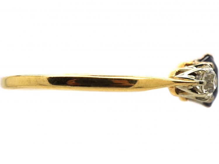Edwardian 18ct Gold, Sapphire & Diamond Three Stone Ring