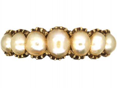 Georgian 15ct Gold Ring set with Natural Split Pearls