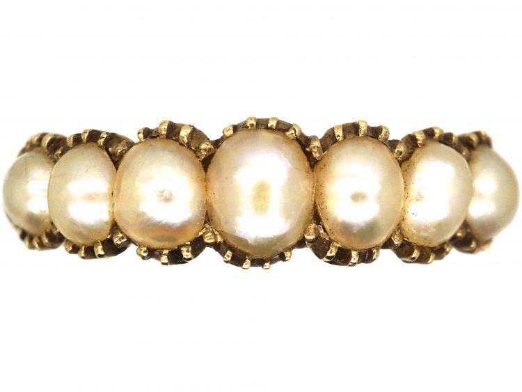 Georgian 15ct Gold Ring set with Natural Split Pearls