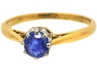 Edwardian 18ct Gold & Platinum, Sapphire Solitaire Ring