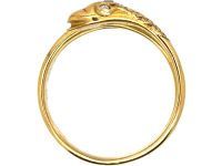 Victorian 18ct Gold Snake Ring with Rose Diamond Eyes