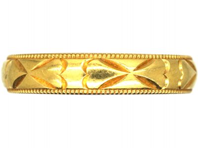 18ct Gold Wedding Ring with Hearts Motif