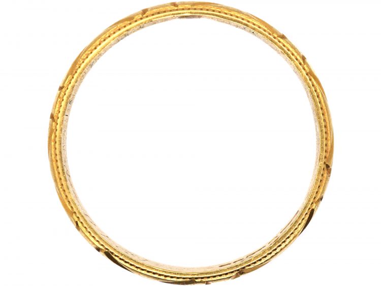 18ct Gold Wedding Ring with Hearts Motif