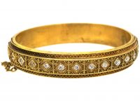 Victorian 18ct Gold & Diamond Etruscan Revival Bangle