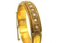 Victorian 18ct Gold & Diamond Etruscan Revival Bangle