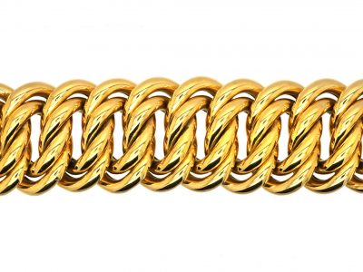 French 18ct Gold Large Curb Design Bracelet by Caplain, Paris