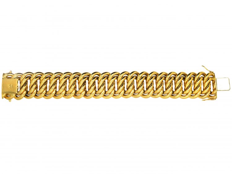 French 18ct Gold Large Curb Design Bracelet by Caplain, Paris