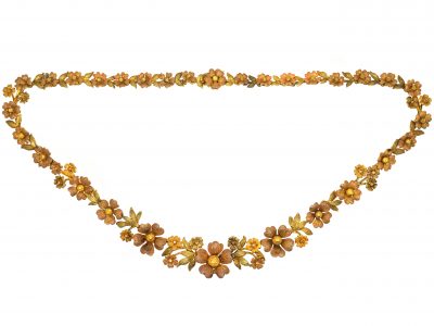 Victorian Three Colour Gold Floral Necklace