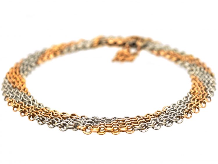 Edwardian 15ct Gold & Platinum Chevron Design Bracelet