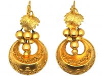 Victorian 15ct Gold Earrings with Grapes Motif in Original Case
