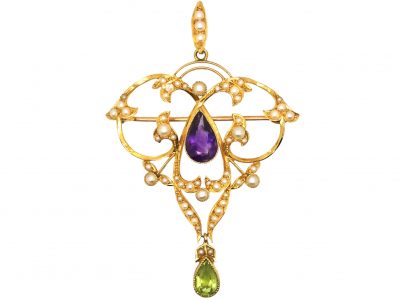 Edwardian 18ct Gold Suffragette Pendant