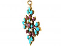 Georgian Ruby, Natural Split Pearl & Turquoise Pendant