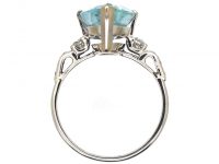 Platinum Ring by Boodles set with a Marquise Cut Aquamarine with Diamond Set Shoulders